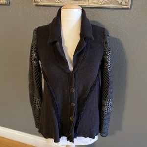 Free People Gray Sweater Button Up Warm Medium